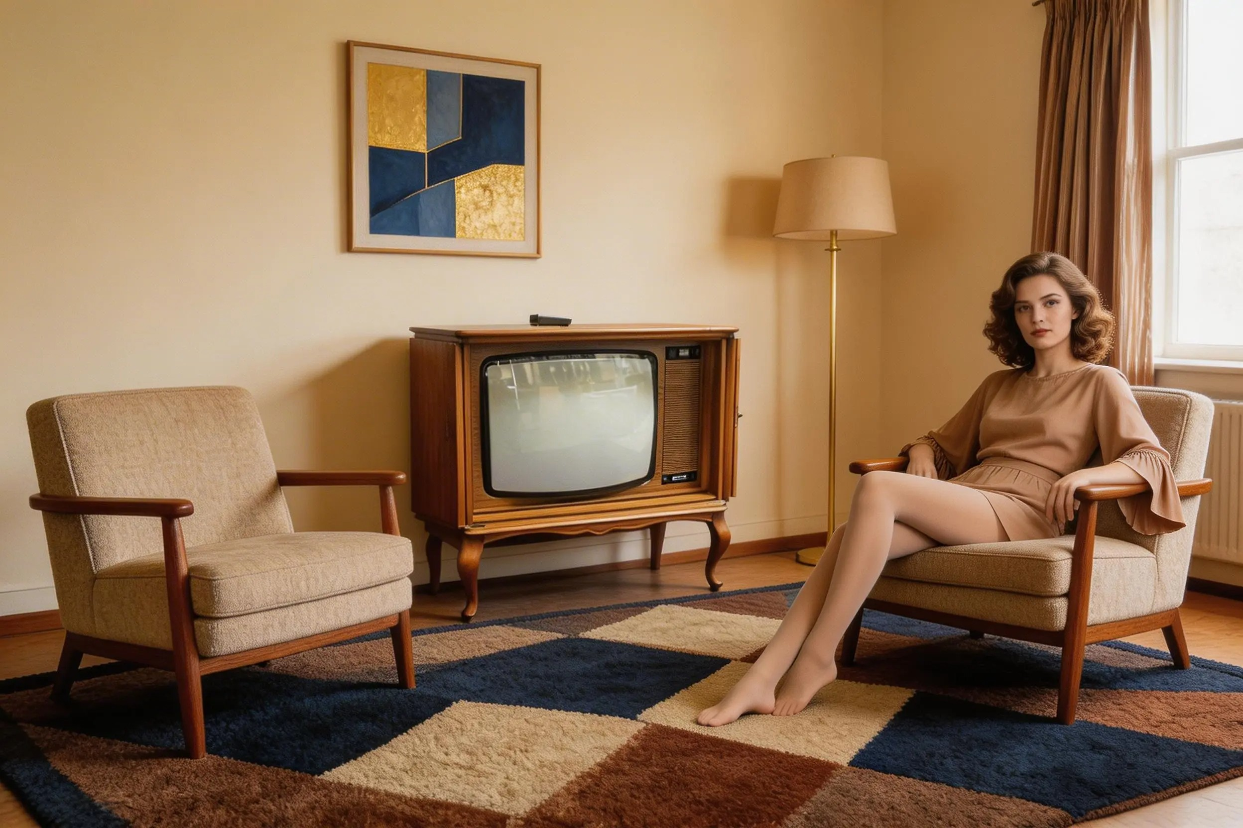 Vintage TV prop in a classic living room setting